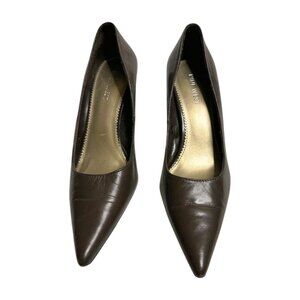 Nine West Flax Pointed Toe Pumps Stiletto Patent Leather Dark Brown Size 7.5M